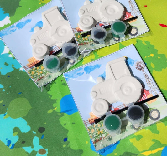 Tractor Mini Paint Your Own Kit, Farm Party Favor, Barnyard Birthday Activity, DIY Kids Craft, Non Candy Gift