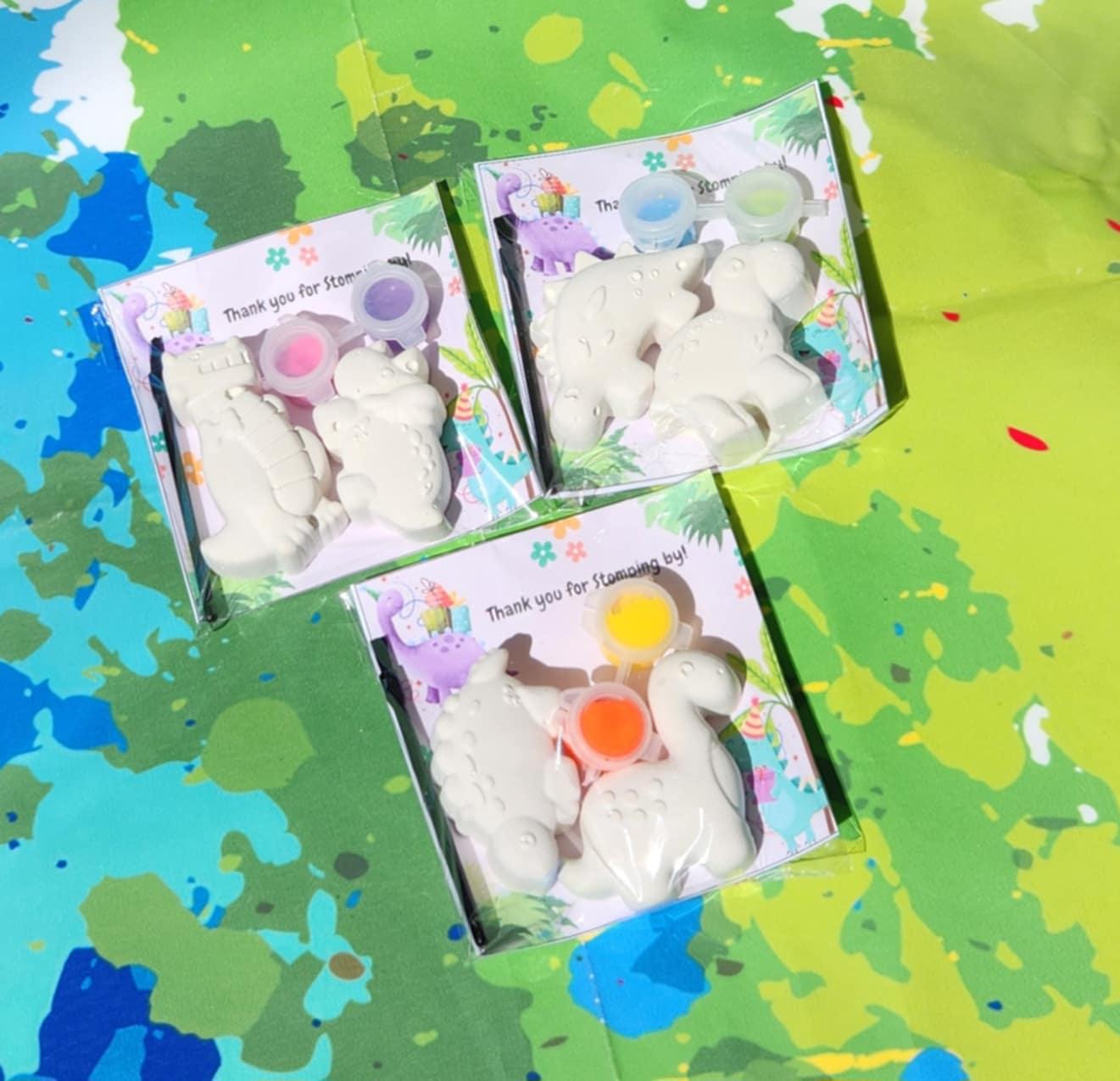 Girl Dinosaur Paint Kit Party Favor | DIY Dino Craft for Kids | Birthday Activity | Paint Your Own Kit | Dinosaur Party Theme Gifts for Kids