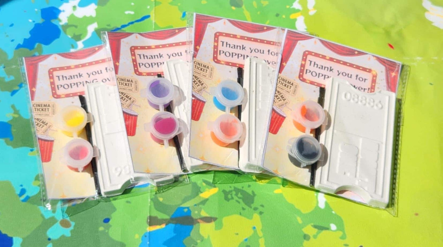 Movie Night Paint Your Own Kits | Movie Party Favors | DIY Kids Craft Kit | Birthday Party Activity | Movie Ticket Craft Kit