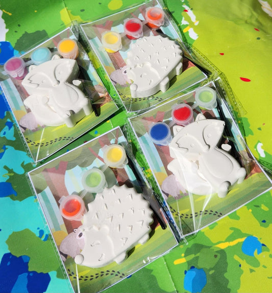 Fox & Hedgehog Paint Your Own Kits, Woodland Party Favors, DIY Kids Craft Kit, Birthday Party Activity, Non Candy Gift
