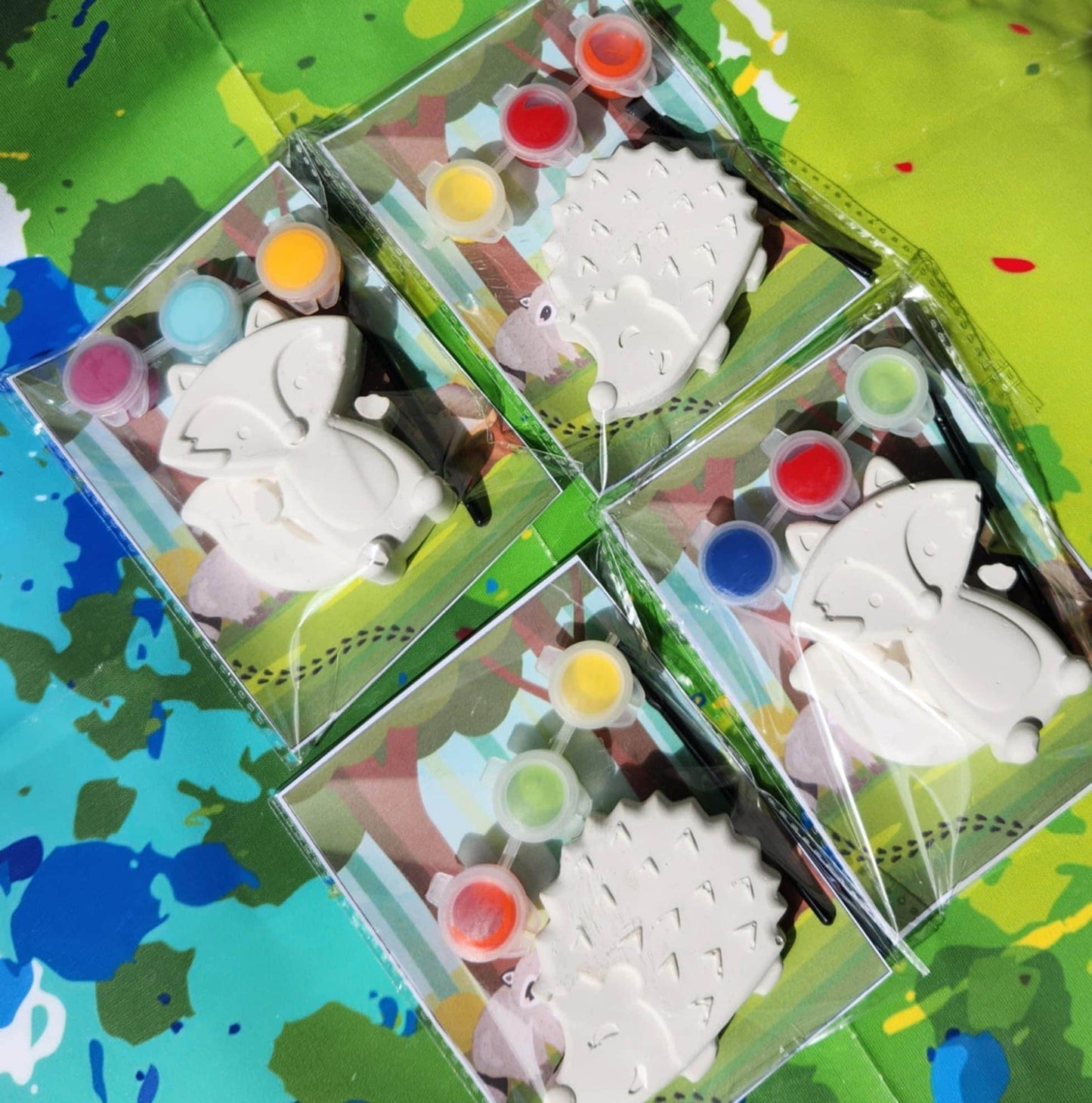Fox & Hedgehog Paint Your Own Kits, Woodland Party Favors, DIY Kids Craft Kit, Birthday Party Activity, Non Candy Gift