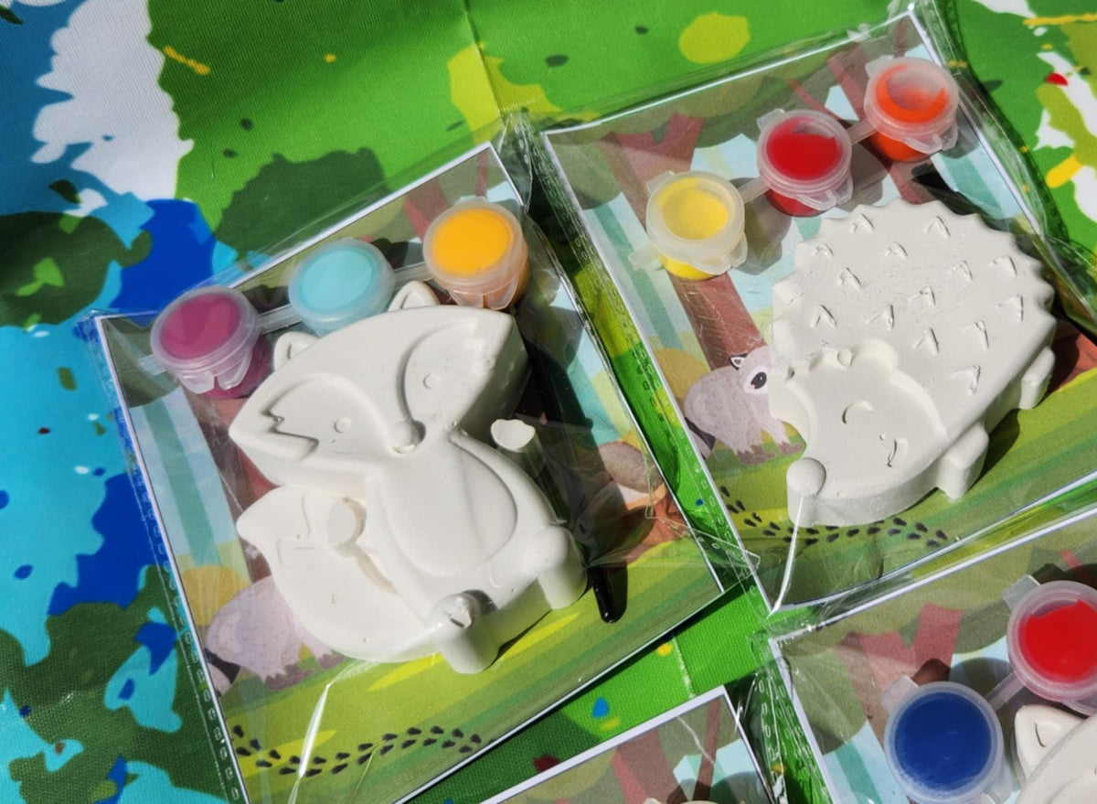 Fox & Hedgehog Paint Your Own Kits, Woodland Party Favors, DIY Kids Craft Kit, Birthday Party Activity, Non Candy Gift