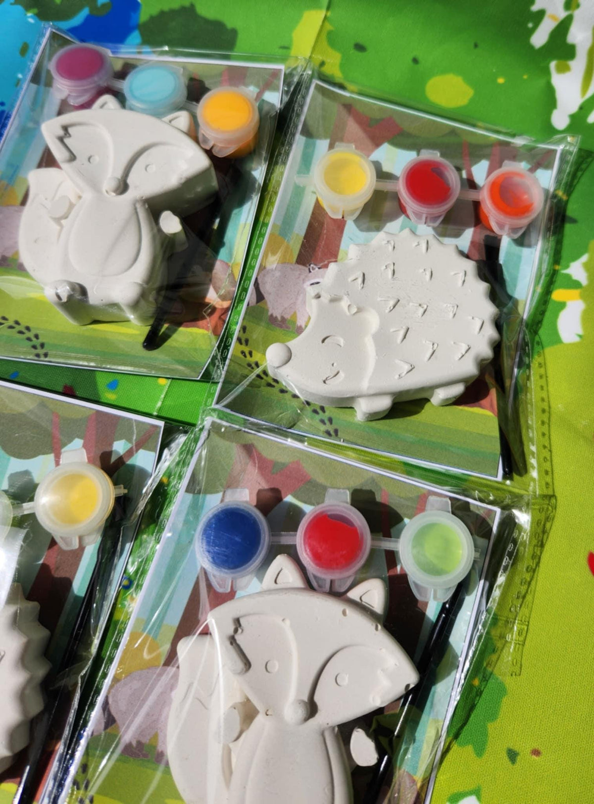 Fox & Hedgehog Paint Your Own Kits, Woodland Party Favors, DIY Kids Craft Kit, Birthday Party Activity, Non Candy Gift
