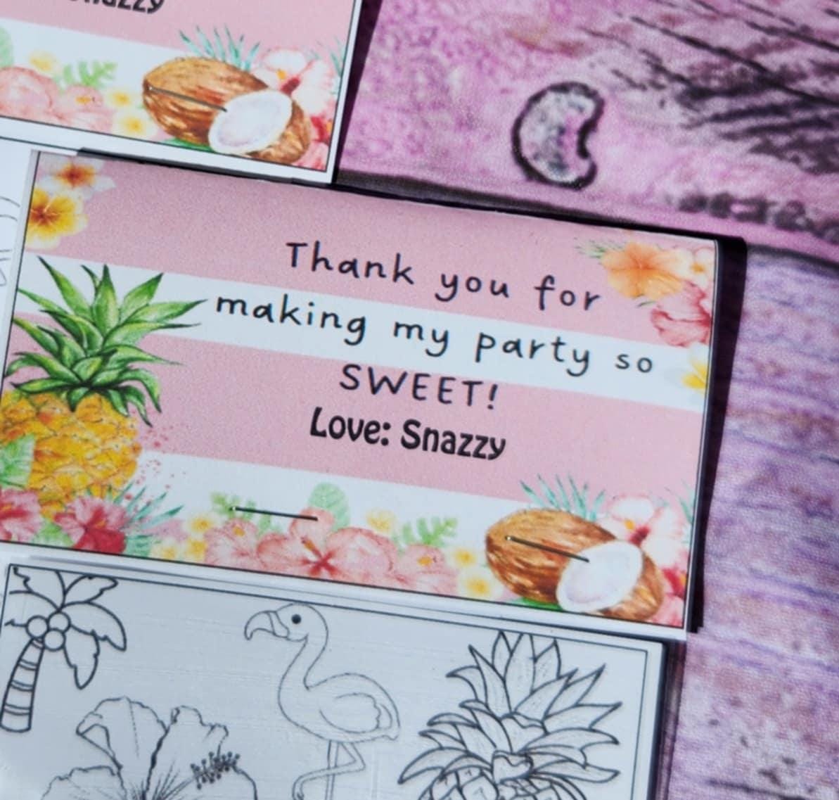 Luau Party Favors: Pineapple & Palm Tree Crayons with Coloring Page