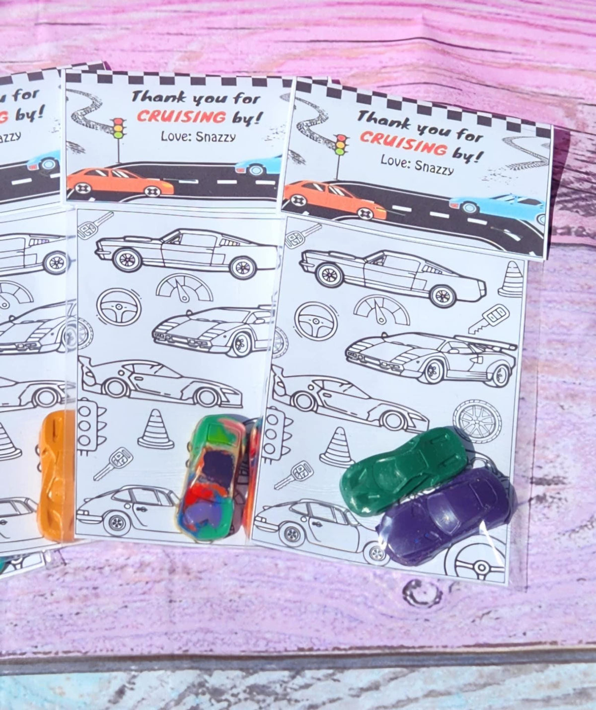 Car Crayon Coloring Kits | Personalized Topper| Crayon Name Favors | Car Birthday Party Favors | Kids Party Gifts | Race Car Crayons