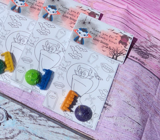 Dracula Crayon Party Favors: Halloween Kids Coloring Activity