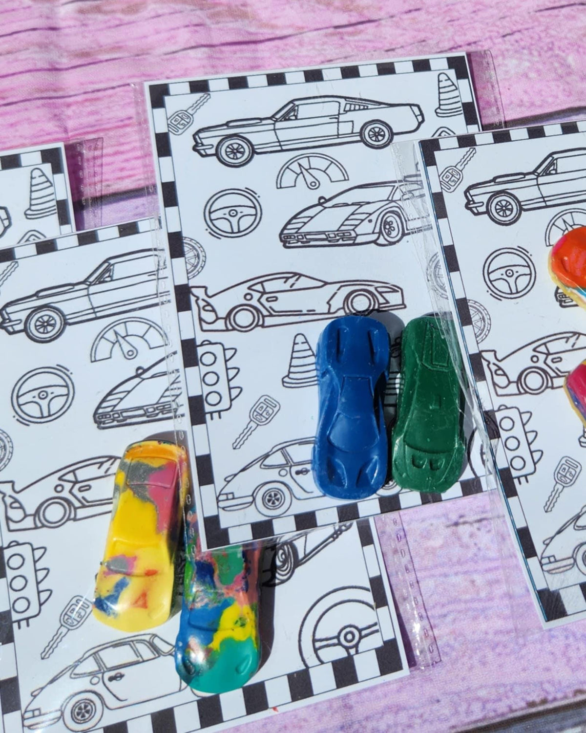 Car Crayons - Racing by Coloring Cards| Personalized Party Favors for Kids | Birthday Crayon Gifts