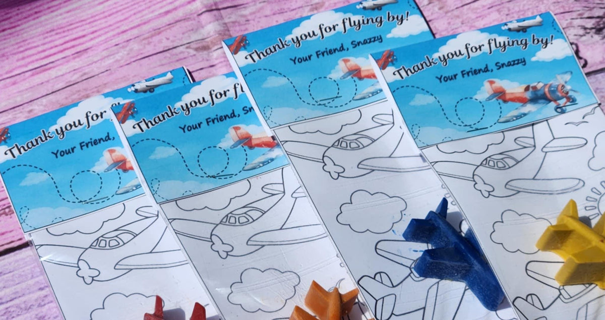Airplane Birthday Coloring Kits | Party Favors for Kids | Airplane Crayons | Non-Toxic | Pilot Party Gifts | Travel Theme Party Favors