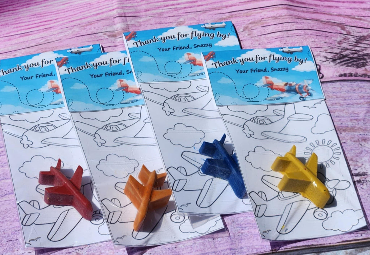 Airplane Birthday Coloring Kits | Party Favors for Kids | Airplane Crayons | Non-Toxic | Pilot Party Gifts | Travel Theme Party Favors
