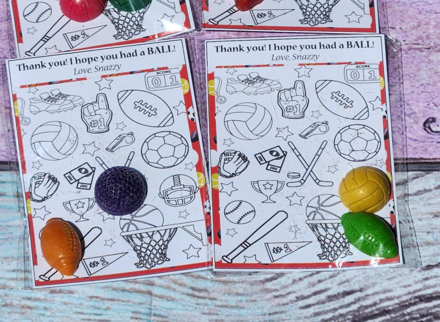 Sports Birthday Crayon Coloring Kit: Personalized Party Favors