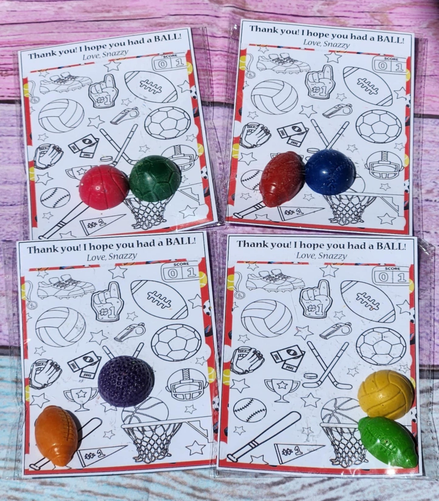 Sports Birthday Crayon Coloring Kit: Personalized Party Favors