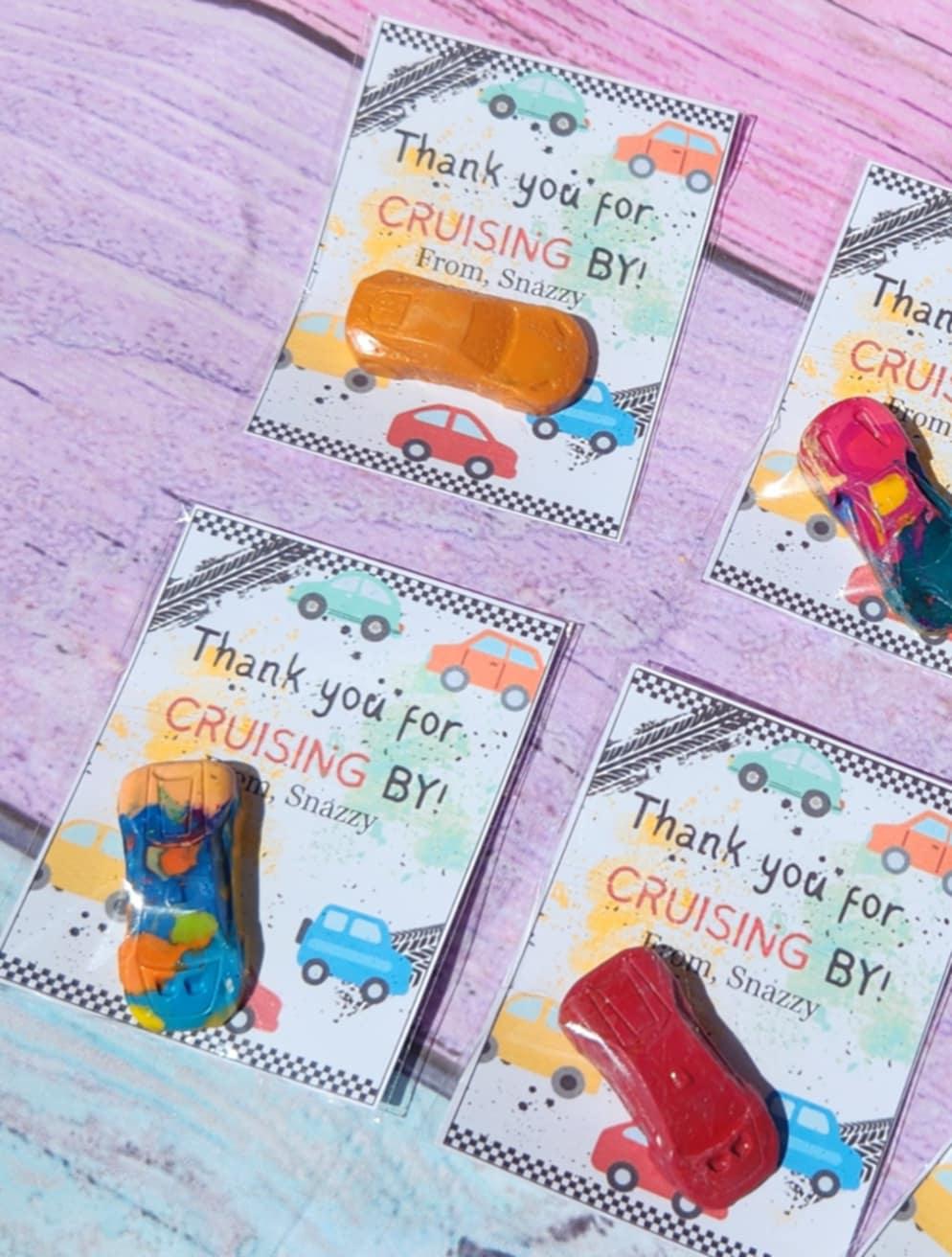 Mini Car - RaceCar Thank You Cards with Crayons | Car-Themed Birthday Party Favors | Goodie Bag Gifts | Crayon Party Favors for Kids