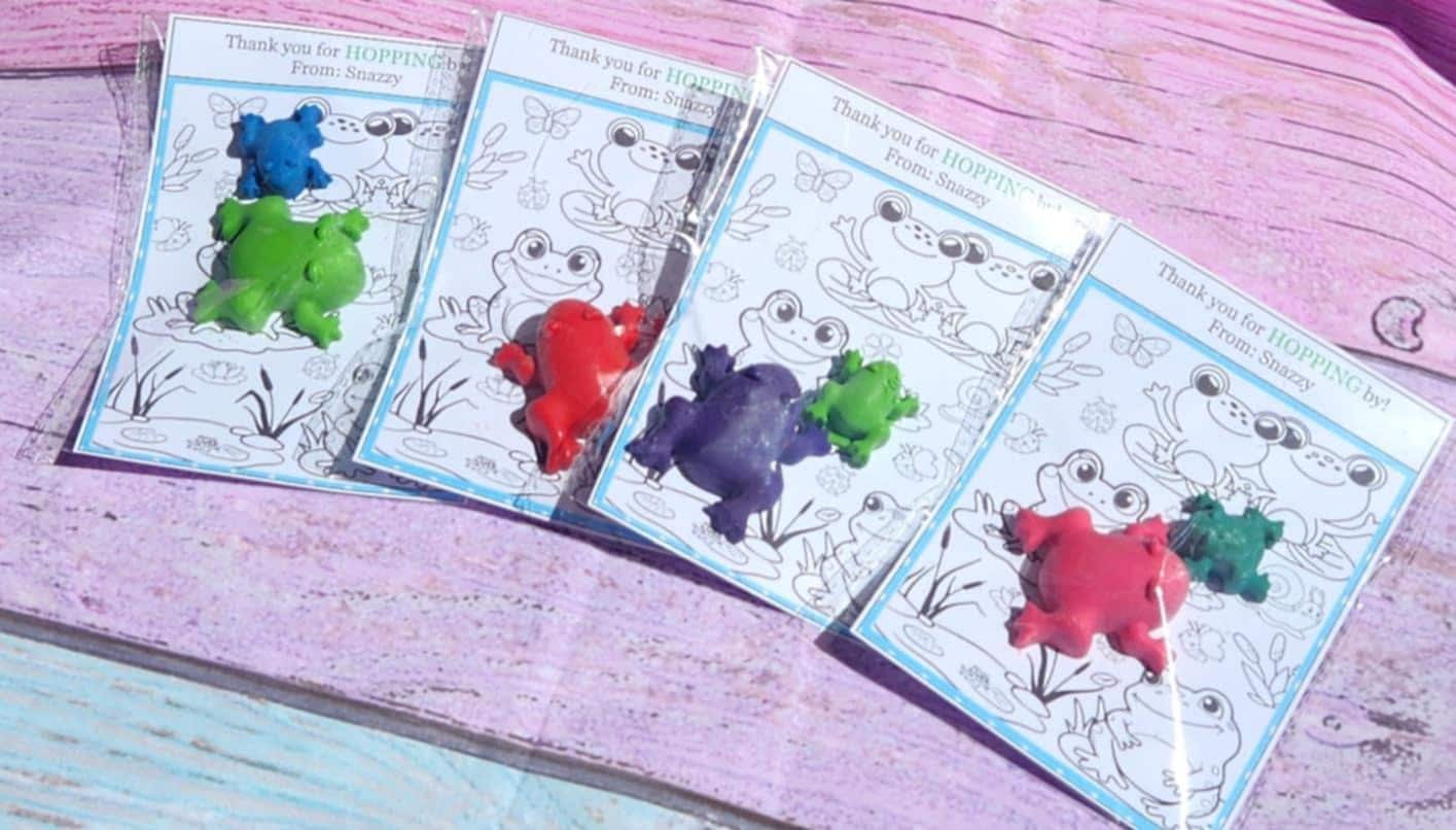 Frog Crayon Coloring Kits for Kids | Fun Frog Party Favors | Non-Toxic Crayons | Unique Frog Themed Birthday Supplies | Kids Craft Activity
