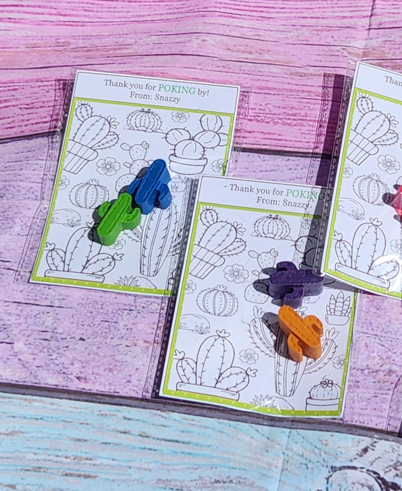 Cactus Mini Party Favors | Fiesta Birthday Crayon Kits | Cactus Coloring Activity | Non-Toxic Crayons | Cactus Crayons with Coloring Page