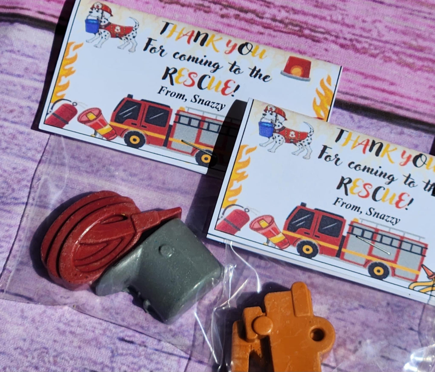 Fire Truck Crayons: Firefighter Birthday Party Favors