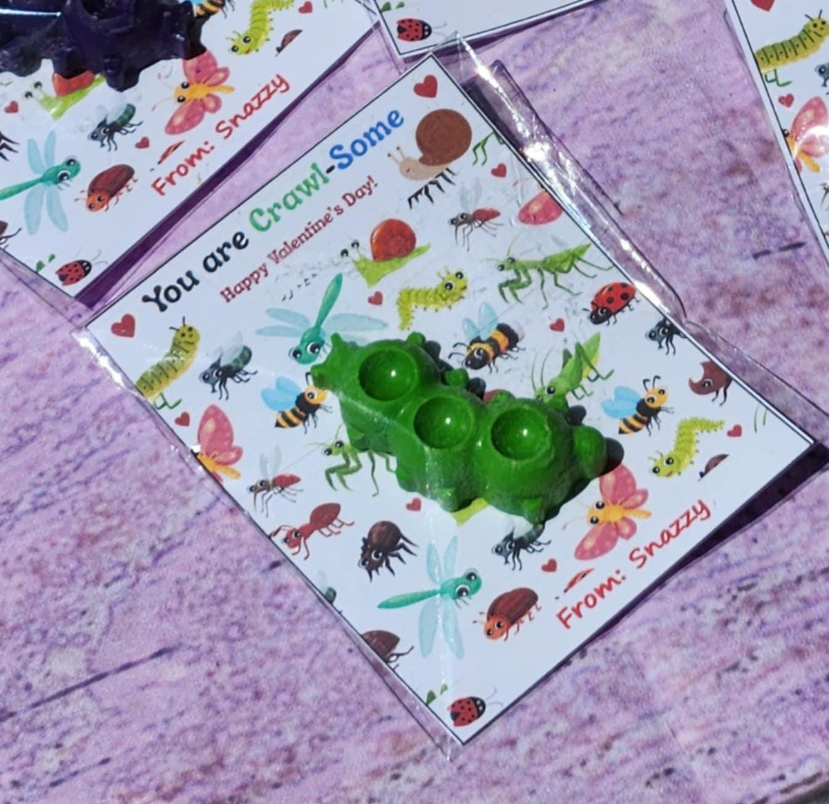 Personalized Bug Valentine Cards with Crayons | Kids Valentine's Day Favors | Classroom Gifts | Non-Candy Valentine's | Bug Crayons for Kids