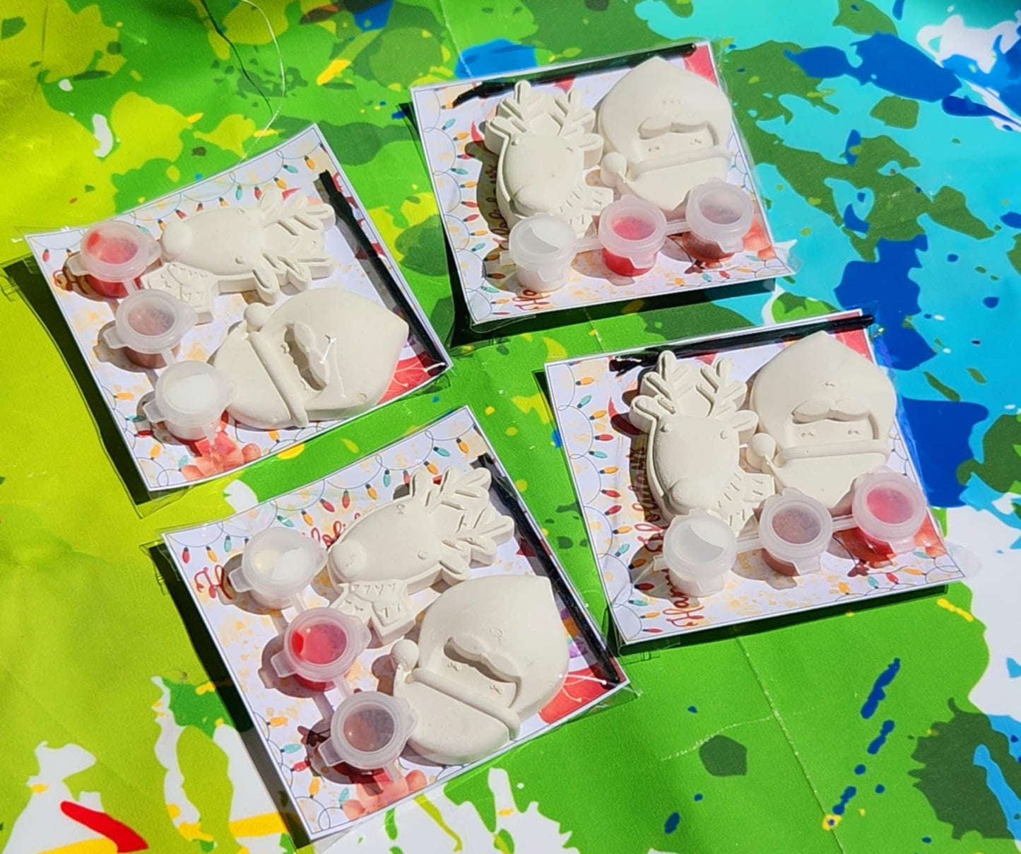 Santa & Reindeer Paint Kits – A Festive DIY Holiday Craft! Plaster Paint your own Kits l Party Favors l Birthday party gifts l Kids Art
