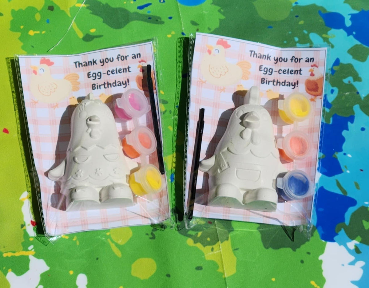 Chicken Themed Paint Kits – Perfect for Farm Parties! On The Farm Party Favors - Cluck Cluck Birthday - Farm Party Favors - DIY Paint Kits