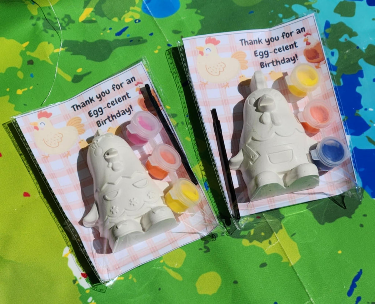 Chicken Themed Paint Kits – Perfect for Farm Parties! On The Farm Party Favors - Cluck Cluck Birthday - Farm Party Favors - DIY Paint Kits