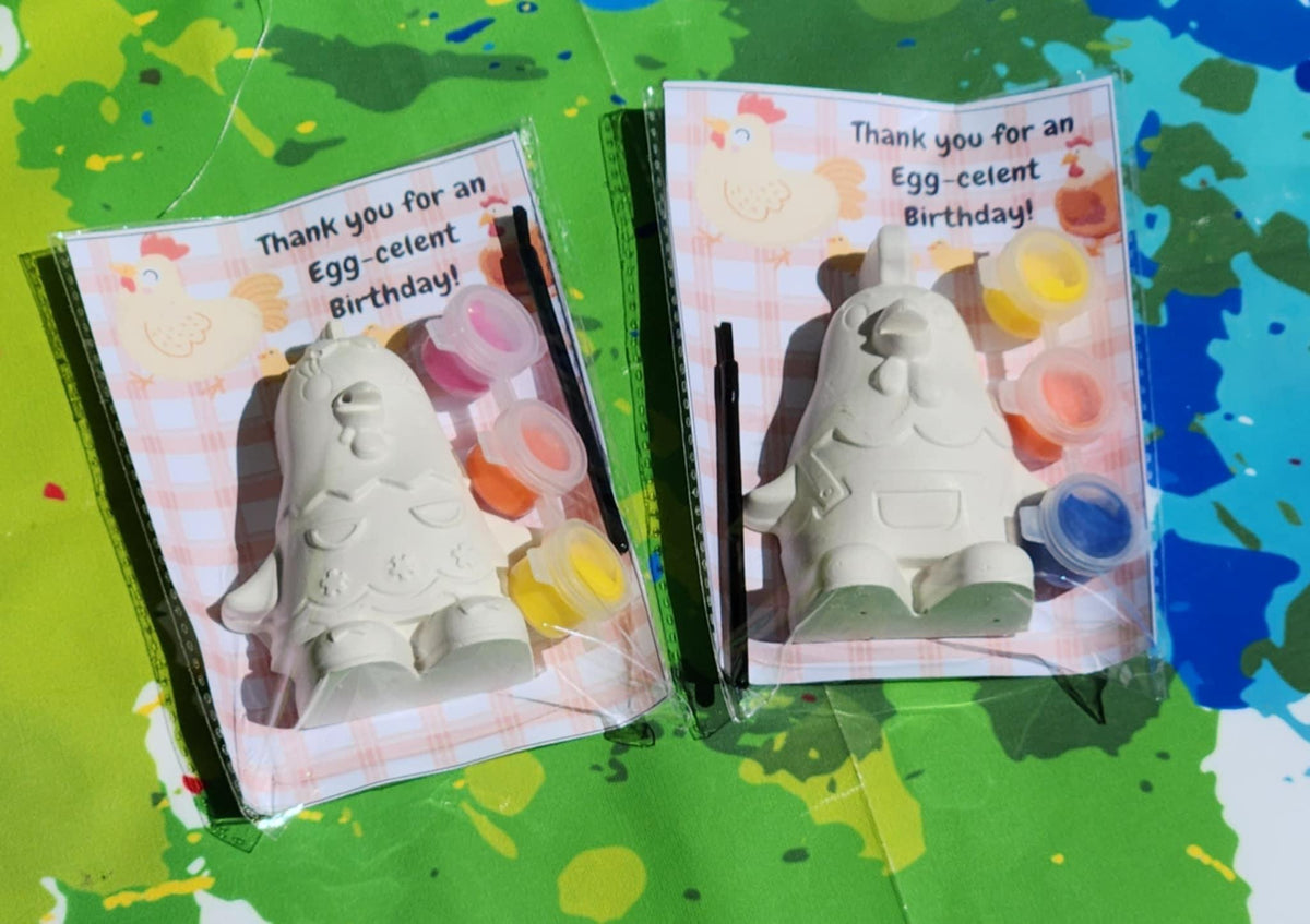 Chicken Themed Paint Kits – Perfect for Farm Parties! On The Farm Party Favors - Cluck Cluck Birthday - Farm Party Favors - DIY Paint Kits
