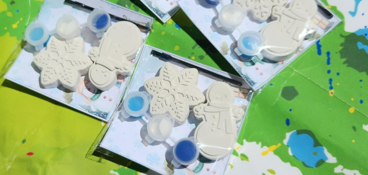 Snowman & Snowflake Paint Kit | Christmas Party Favors | DIY Kids Craft | Stocking Stuffers | Holiday Activity | Winter Birthday Gift