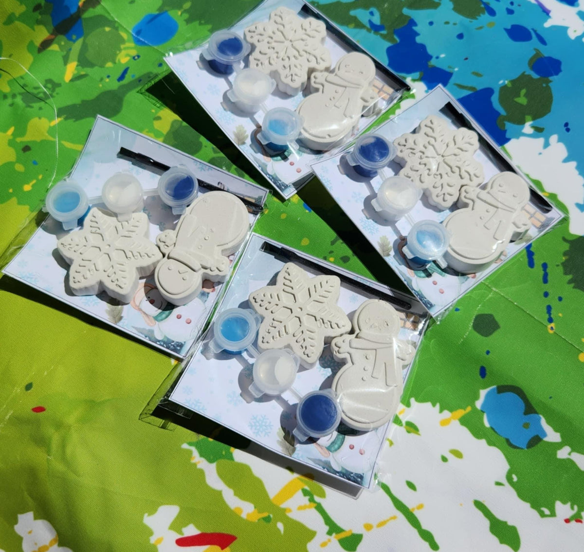 Snowman & Snowflake Paint Kit | Christmas Party Favors | DIY Kids Craft | Stocking Stuffers | Holiday Activity | Winter Birthday Gift