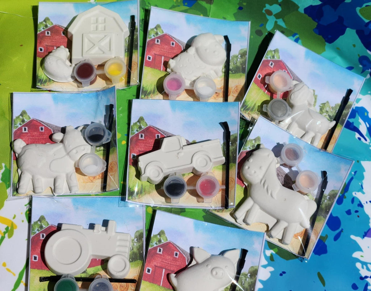 Farm Animal Plaster Paint Kits | DIY Kids Craft | Birthday Party Favors | Farm Party Activity | School Handouts | Paint Your Own Kit
