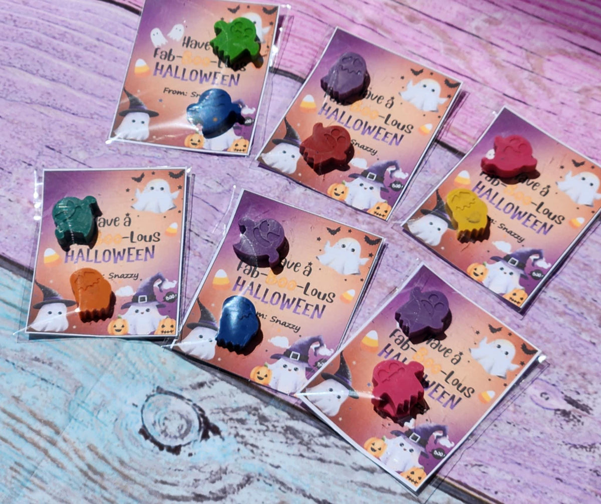 Halloween Ghost Crayons | Trick or Treat Cards | Classroom Party Favors | Kids Halloween Handouts | Non-Candy Halloween Gifts