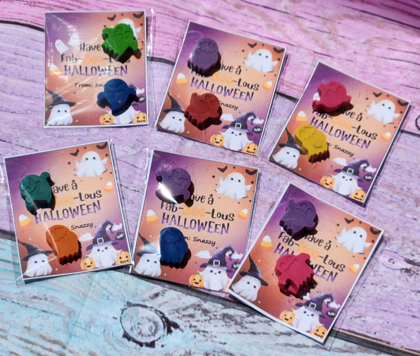 Halloween Ghost Crayons | Trick or Treat Cards | Classroom Party Favors | Kids Halloween Handouts | Non-Candy Halloween Gifts