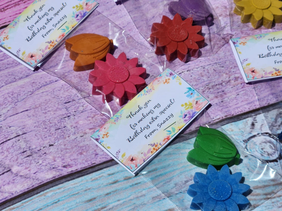 Flower Crayons Party Favors: Tulip & Sunflower, Non-Toxic Kids Birthday