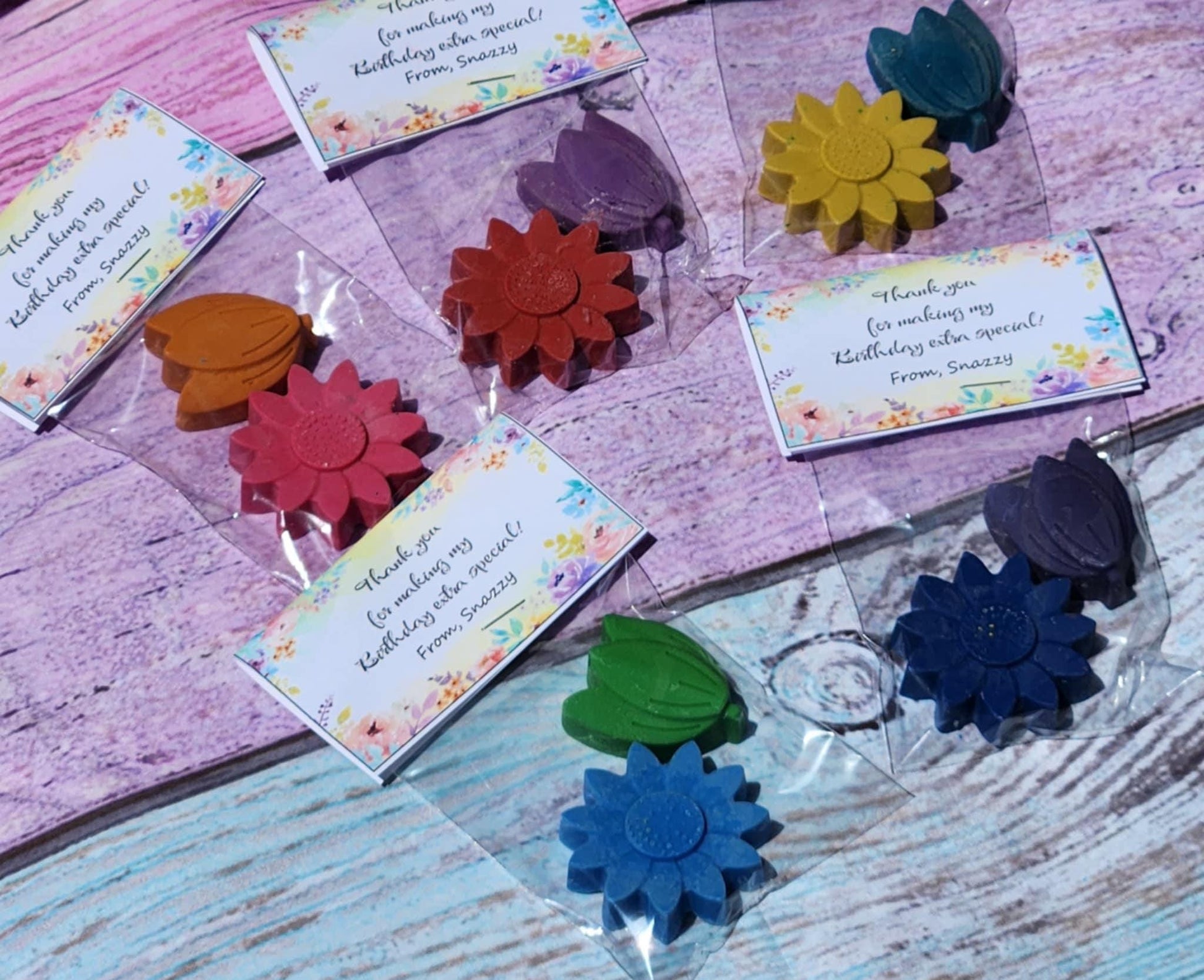 Flower Crayons Party Favors: Tulip & Sunflower, Non-Toxic Kids Birthday
