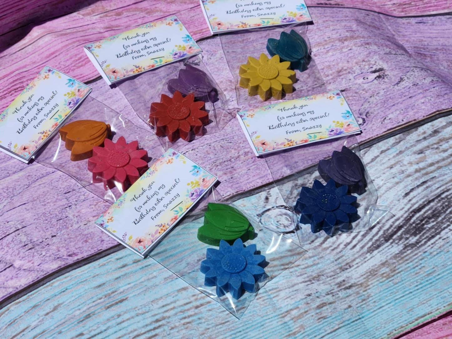 Flower Crayons Party Favors: Tulip & Sunflower, Non-Toxic Kids Birthday