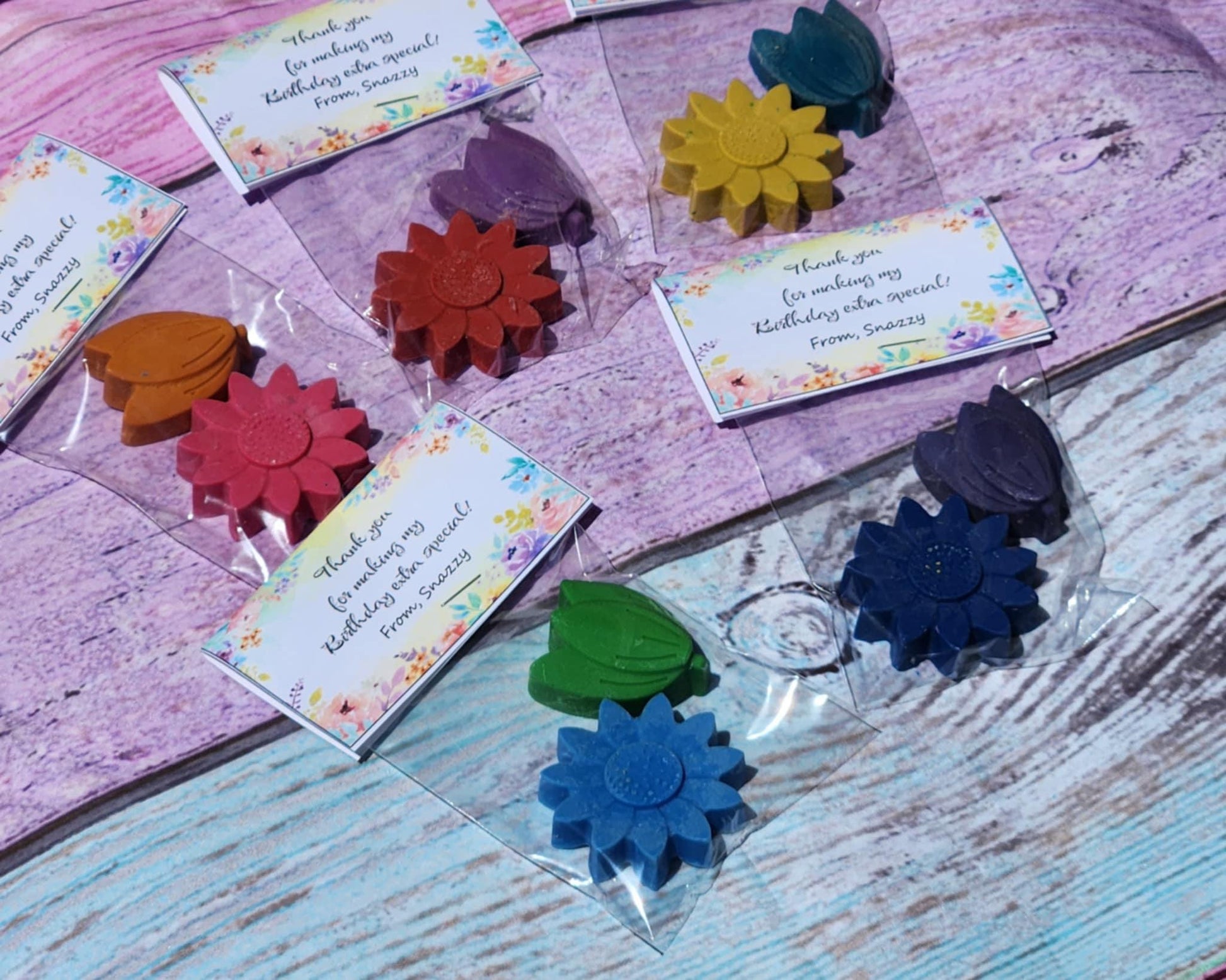 Flower Crayons Party Favors: Tulip & Sunflower, Non-Toxic Kids Birthday