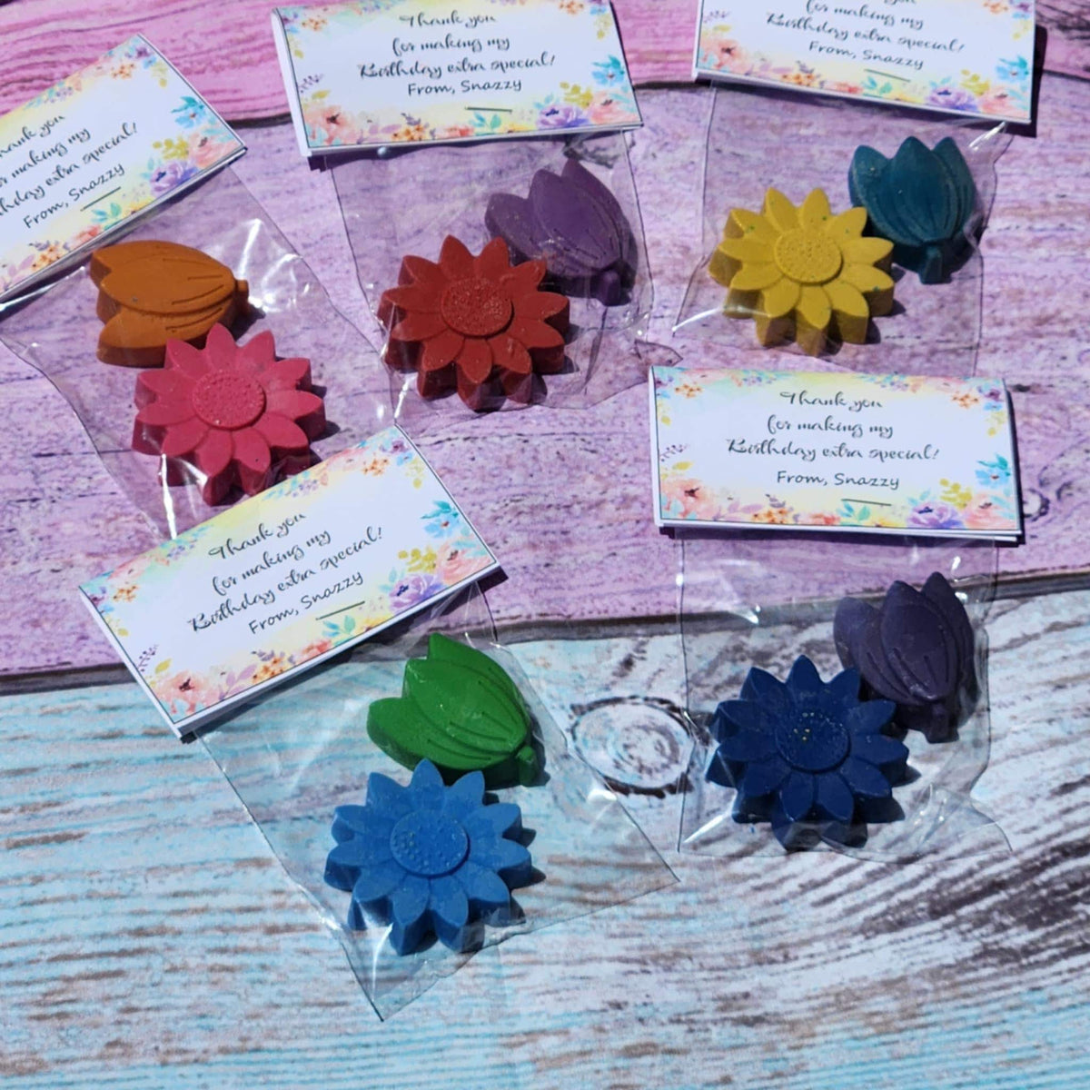 Flower Crayons Party Favors: Tulip & Sunflower, Non-Toxic Kids Birthday