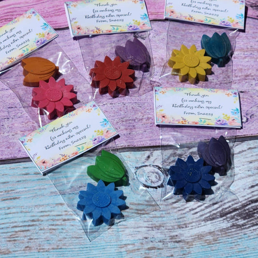 Flower Crayons Party Favors: Tulip & Sunflower, Non-Toxic Kids Birthday