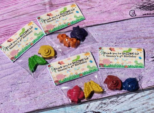 Insect Birthday Bags with Crayons | Bug Party Favors | Thank You for Buzzing By | Kids Birthday Handouts | Bug Crayon Kit