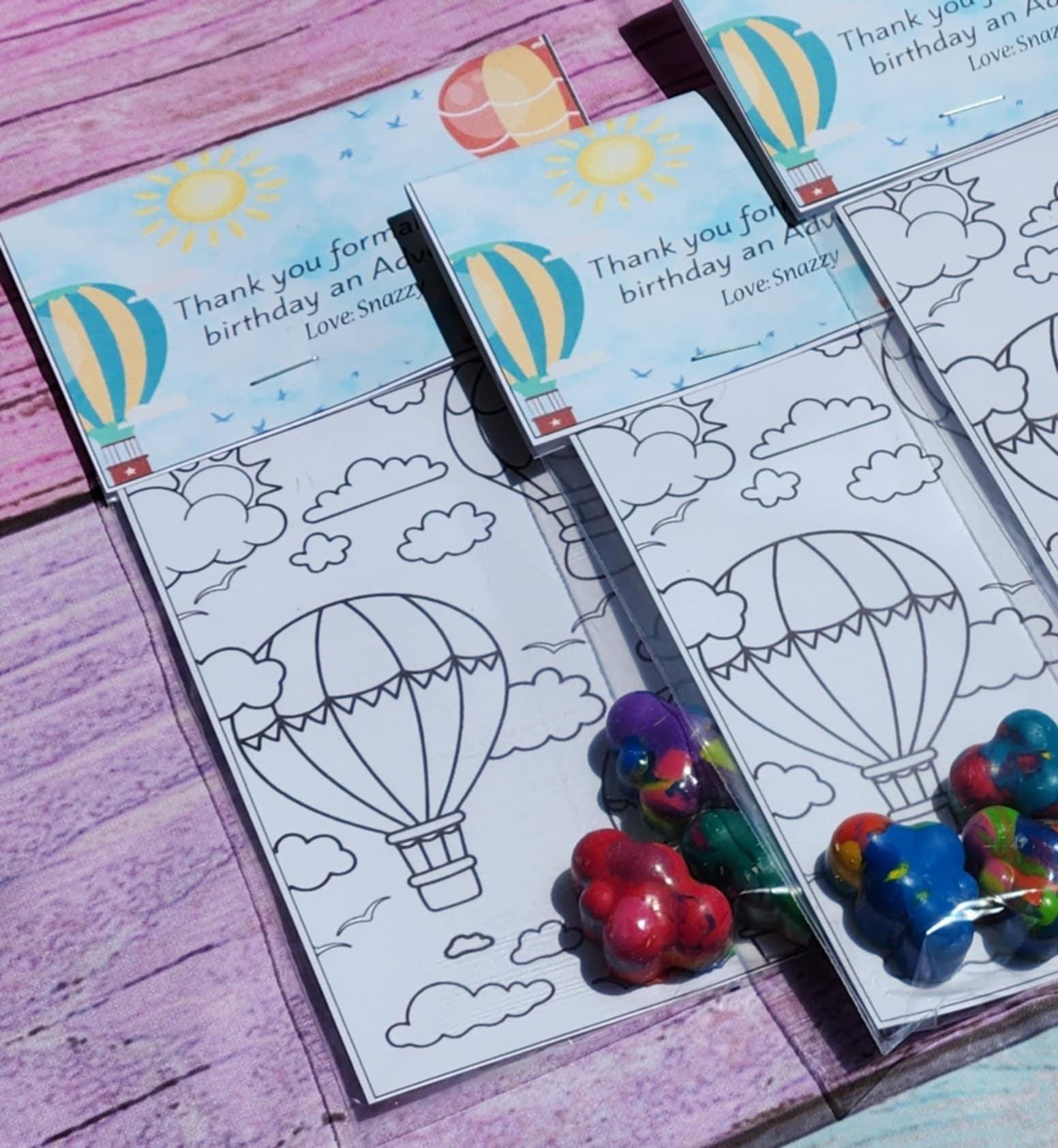 Hot Air Balloon Coloring Kits | Up, Up & Away Birthday Party Favors | Adventure Party Gifts | Crayon Sets for Kids | Travel-Themed Party
