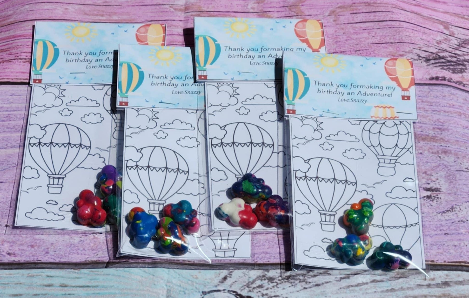 Hot Air Balloon Coloring Kits | Up, Up & Away Birthday Party Favors | Adventure Party Gifts | Crayon Sets for Kids | Travel-Themed Party