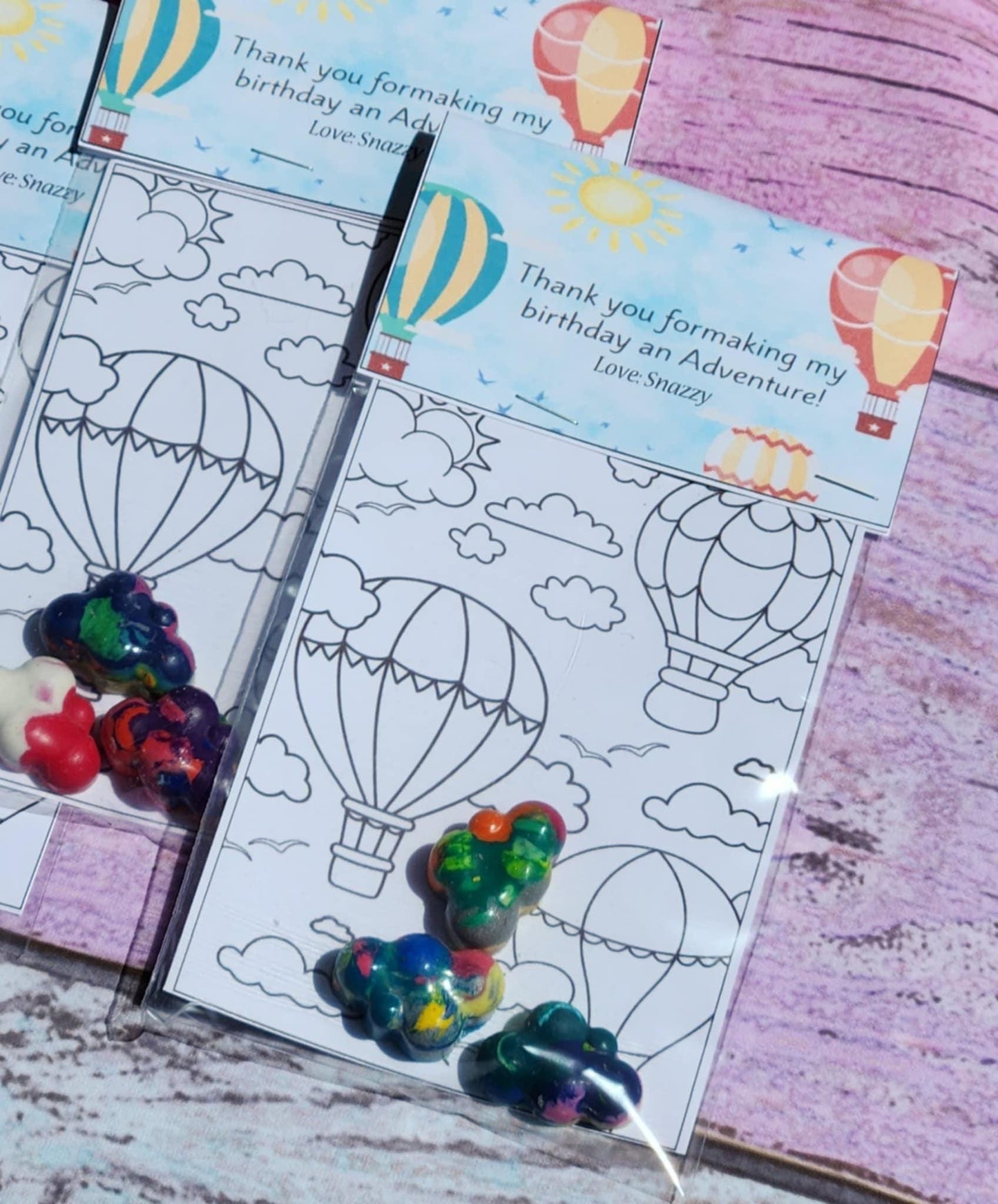 Hot Air Balloon Coloring Kits | Up, Up & Away Birthday Party Favors | Adventure Party Gifts | Crayon Sets for Kids | Travel-Themed Party