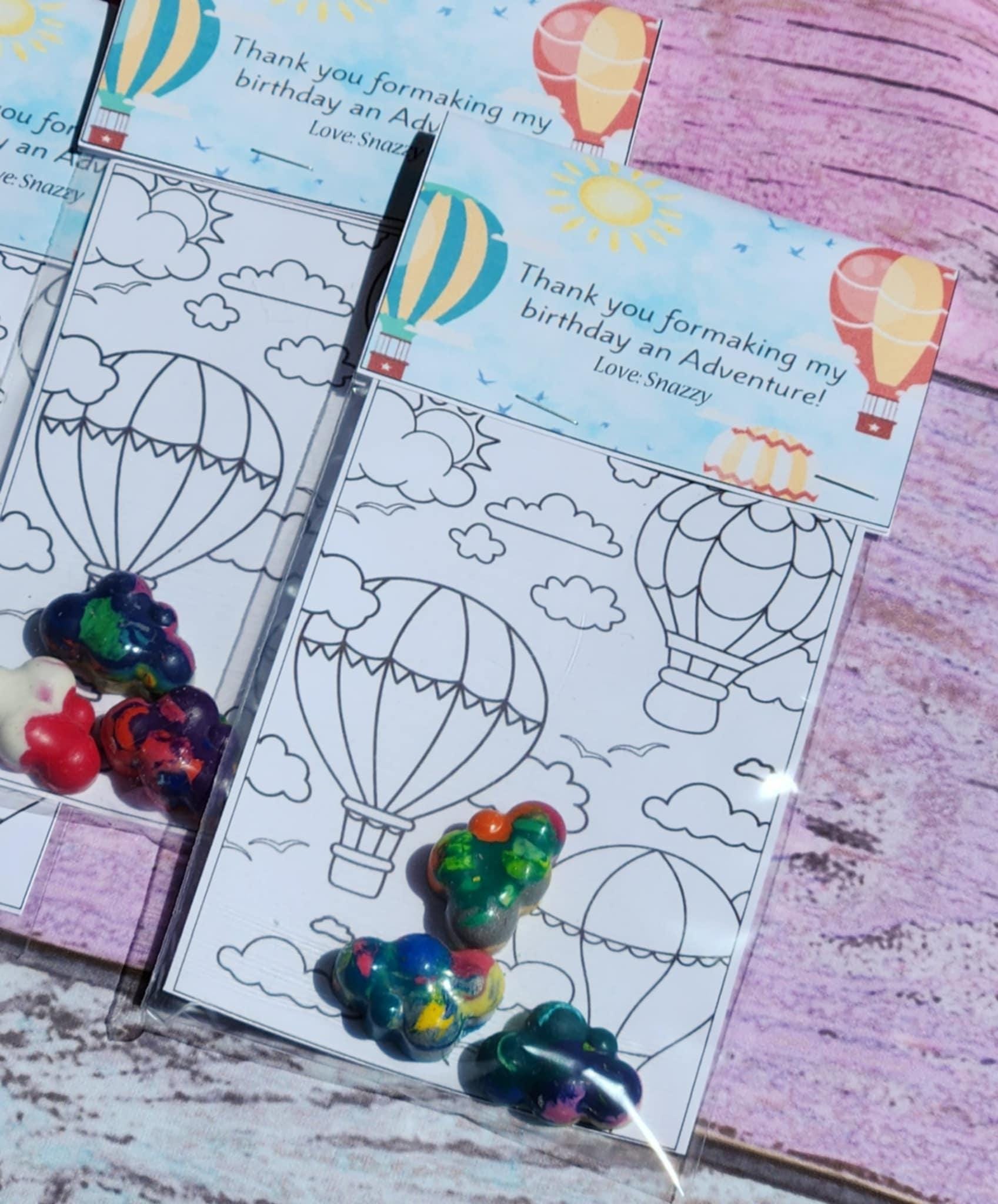 Hot Air Balloon Coloring Kits | Up, Up & Away Birthday Party Favors | Adventure Party Gifts | Crayon Sets for Kids | Travel-Themed Party