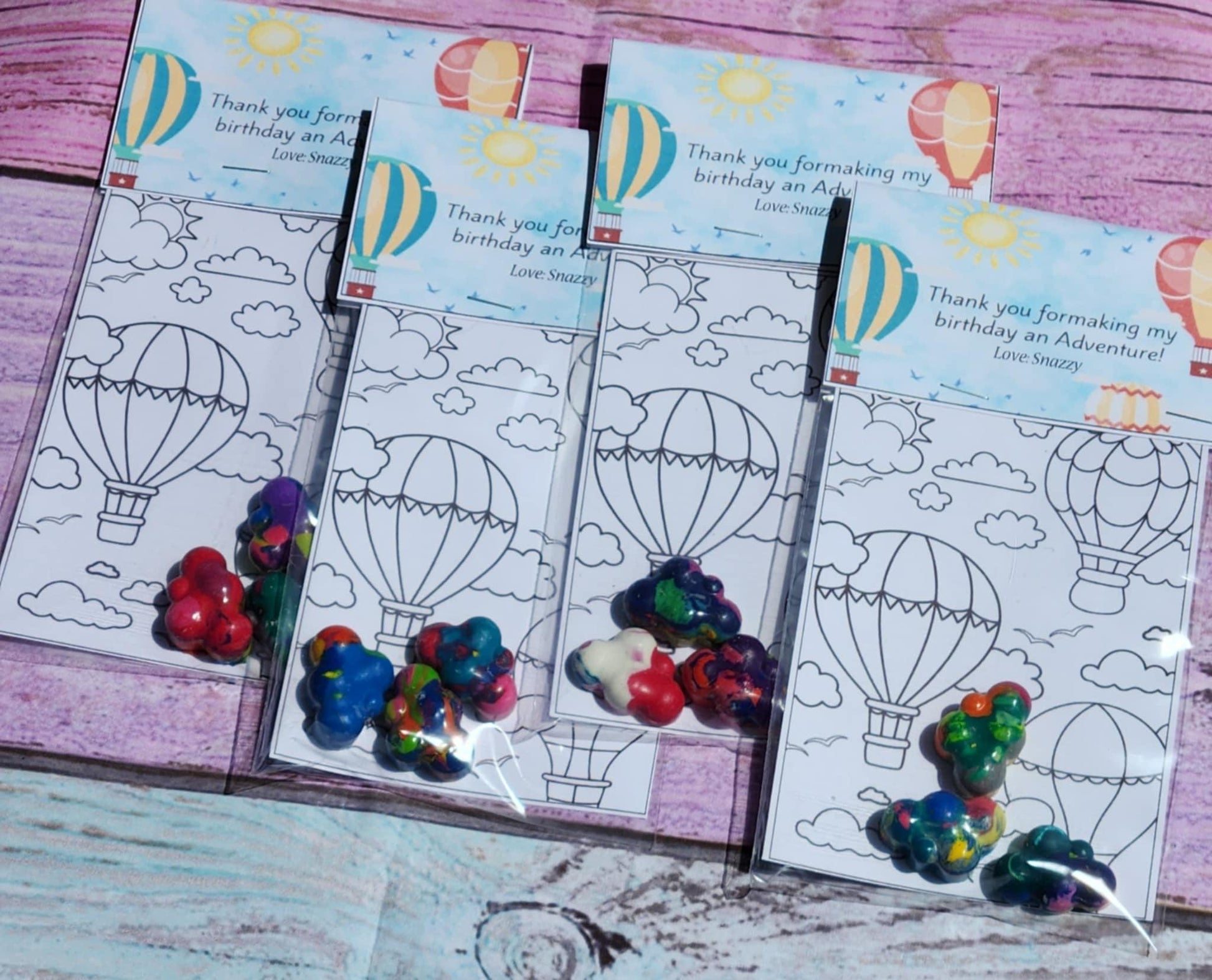 Hot Air Balloon Coloring Kits | Up, Up & Away Birthday Party Favors | Adventure Party Gifts | Crayon Sets for Kids | Travel-Themed Party
