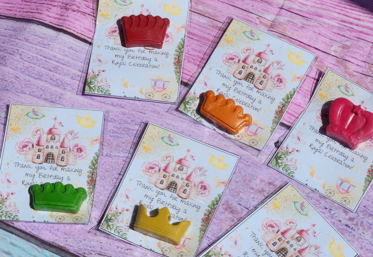 Princess Fairy Tale Party Favors | Magical Crayon Set | Birthday Party Gifts | Castle & Crown Crayons | Party Like a Princess Theme