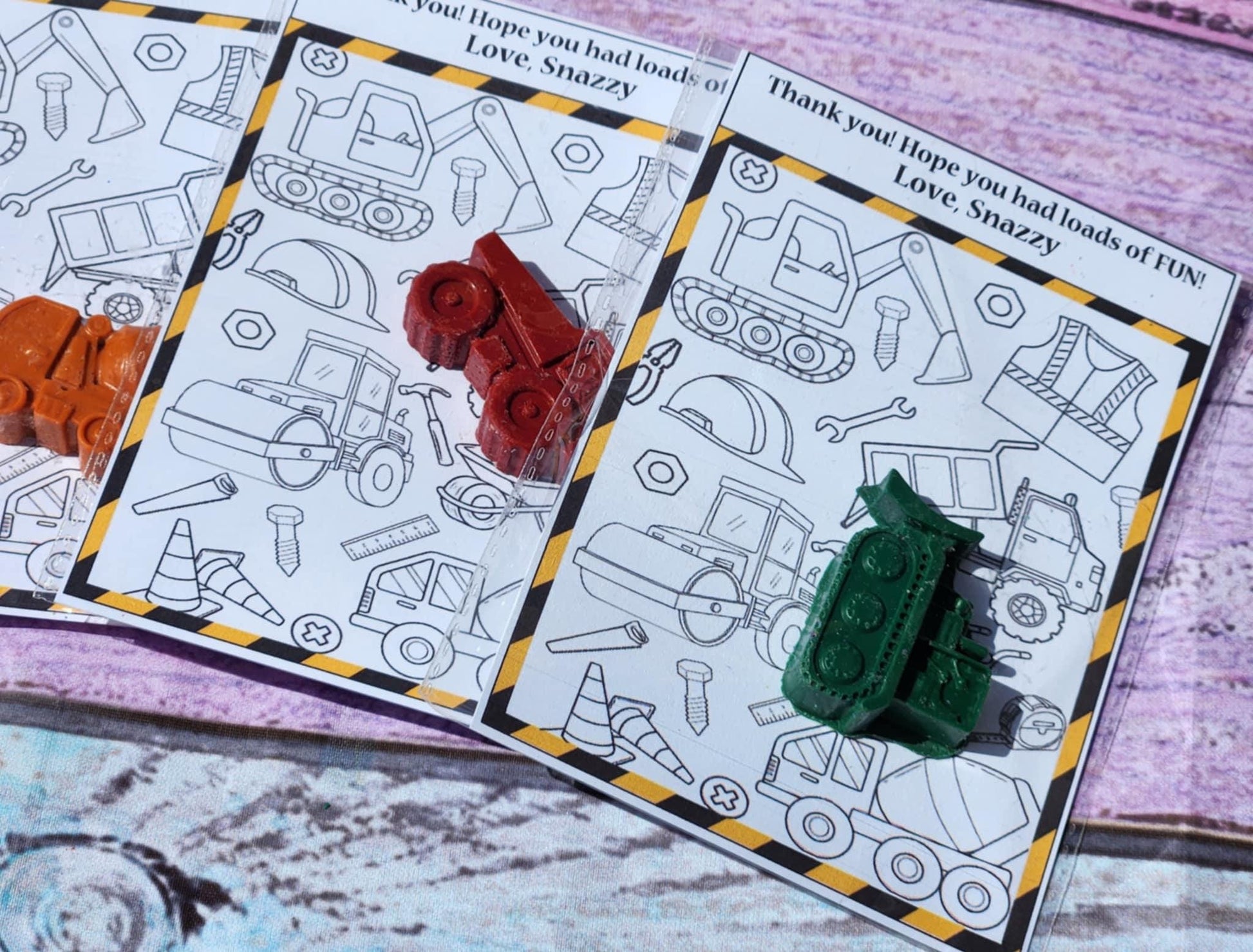 Construction Truck Crayons with Coloring Card | Editable Party Favor | Dump Truck Crayon Kit | Boys Birthday Gift | Non-Candy Treat