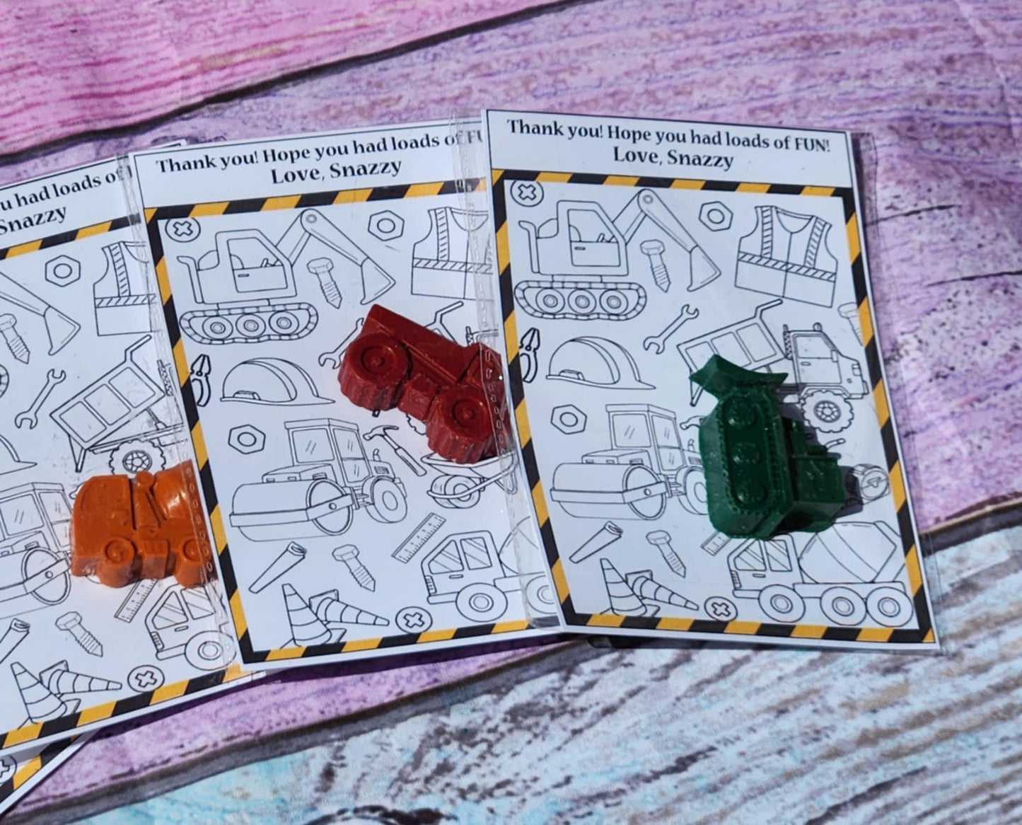 Construction Truck Crayons with Coloring Card | Editable Party Favor | Dump Truck Crayon Kit | Boys Birthday Gift | Non-Candy Treat