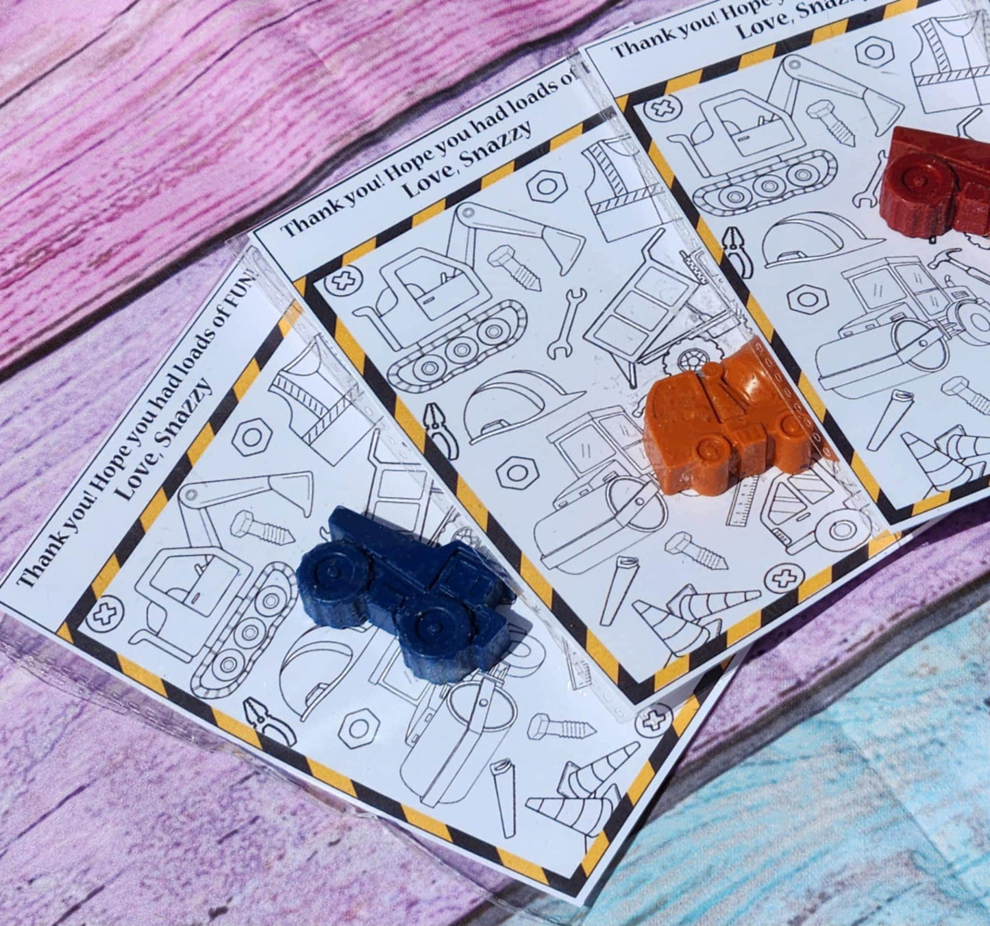 Construction Truck Crayons with Coloring Card | Editable Party Favor | Dump Truck Crayon Kit | Boys Birthday Gift | Non-Candy Treat
