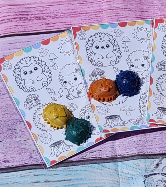 Hedgehog Crayon Party Favor Kit: Coloring Page, Non-Toxic Crayons