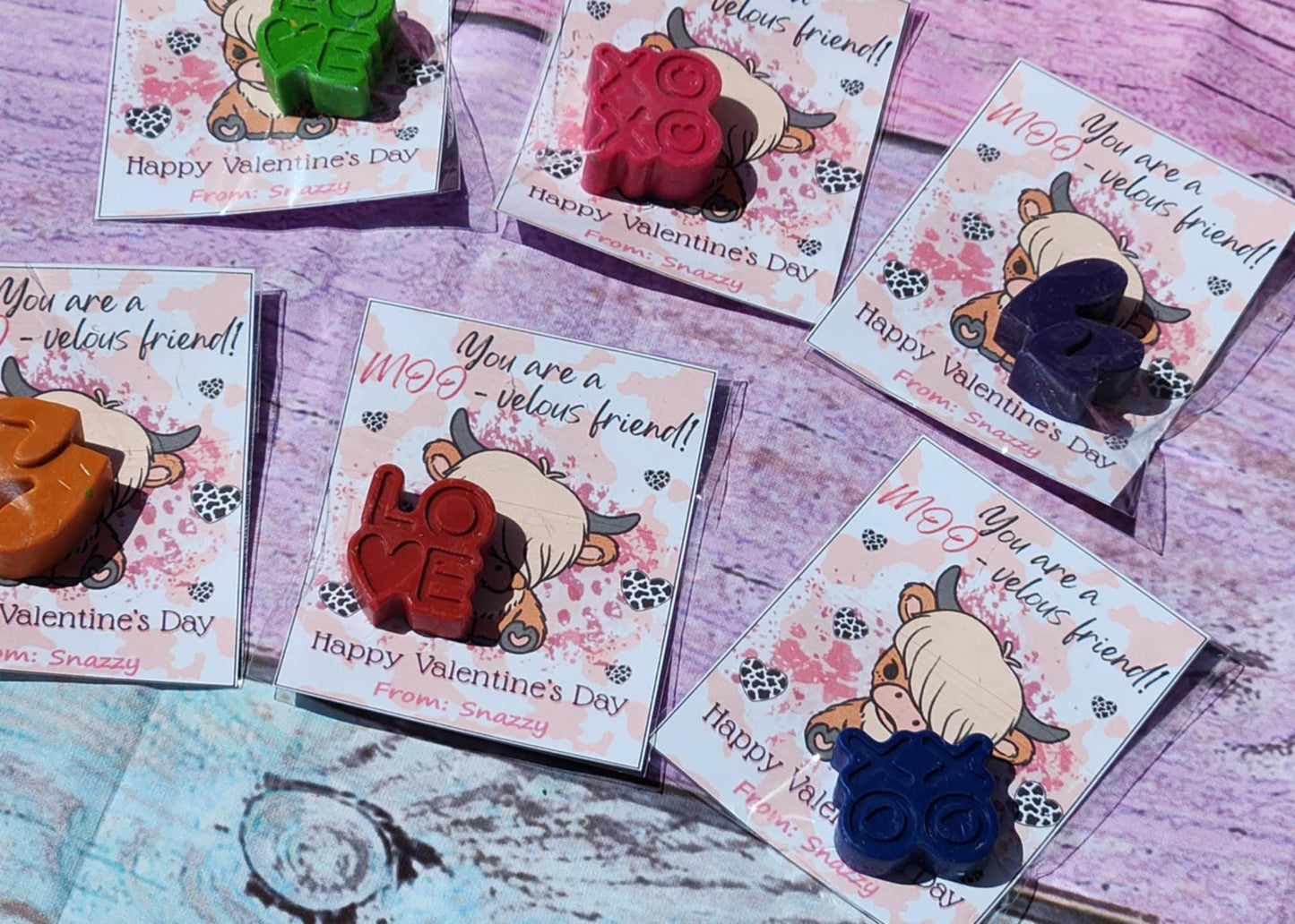 Highland Cow Valentine's Day Cards: Personalized Crayon Gifts