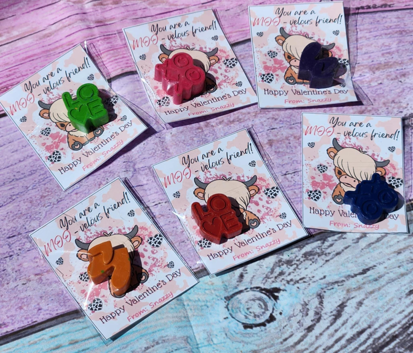 Highland Cow Valentine's Day Cards: Personalized Crayon Gifts