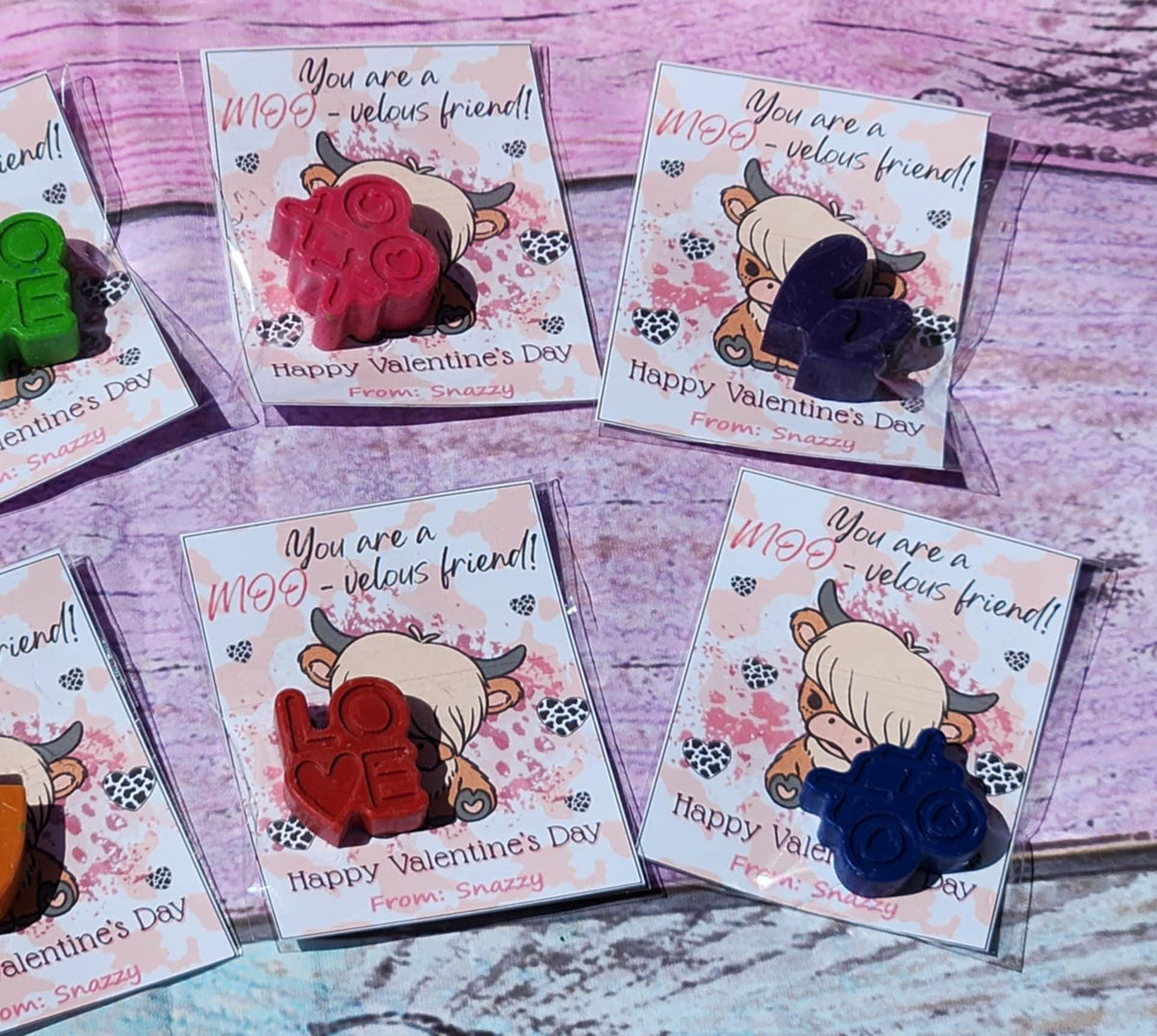 Highland Cow Valentine's Day Cards: Personalized Crayon Gifts