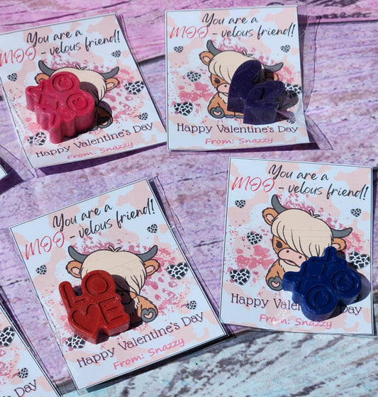 Highland Cow Valentine's Day Cards: Personalized Crayon Gifts